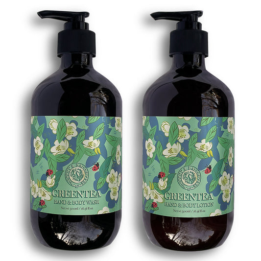 Hand & Body Wash & Lotion - Pair of 2 Pumps - Green Tea