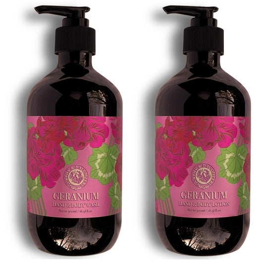 Hand & Body Wash & Lotion - Pair of 2 Pumps - Geranium