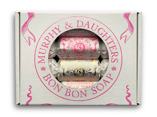 Gift Set of Four Bon Bon Soaps - Three warm coloured wrappers and a gold foiled wrapper